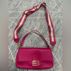 Genuine Leather Shoulder Bag, Italy, pink crossbody, purse, bag